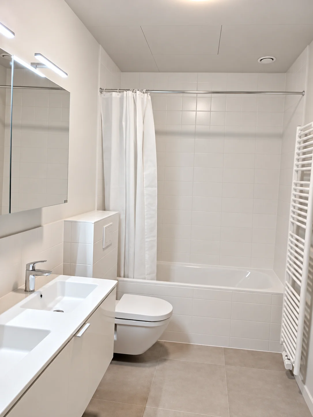 Salle de bains rénovée par Renovassistance, chaussée de Haecht à Schaerbeek.